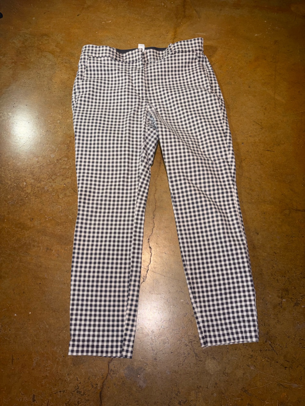 H&M Blue and White Gingham Straight-Leg Pants